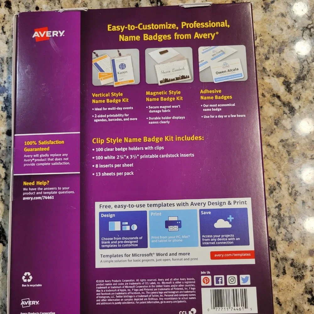 Avery Badge Holder Kit